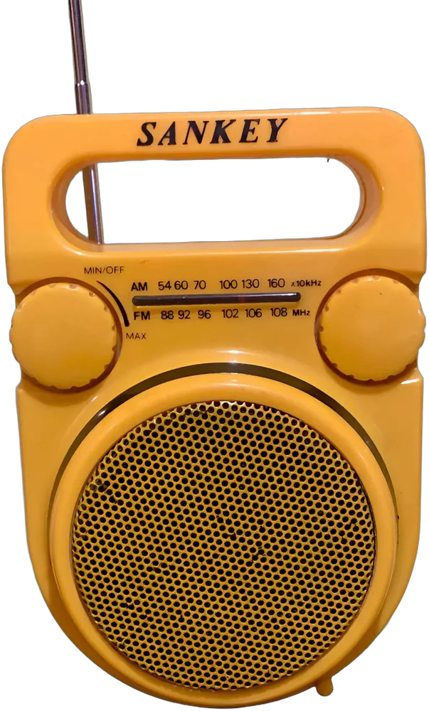 Vintage Radio Transistores Portátil Sankey Color Amarillo Amarillo