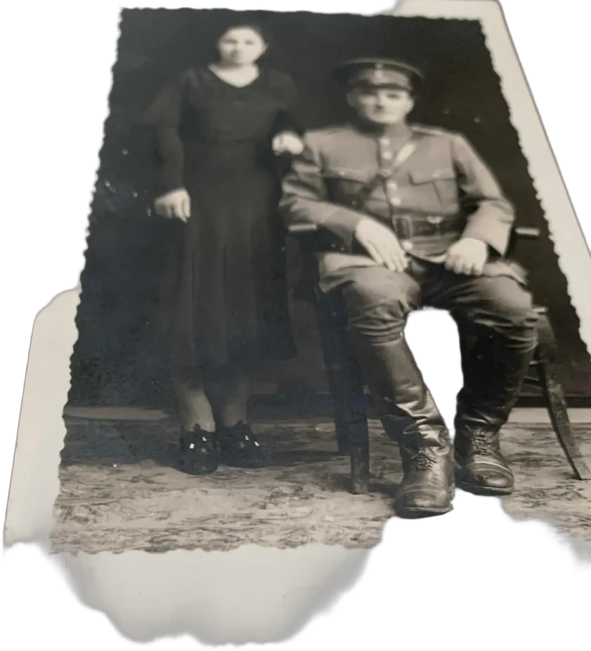 Antigua Fotografía Militar Mexicano Con Dama 1938 — imagen 1