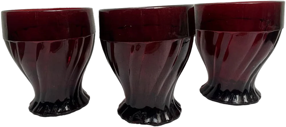 Antiguo Vasos Rojo Rubi Anchor Hocking (3) Rojo Rubí