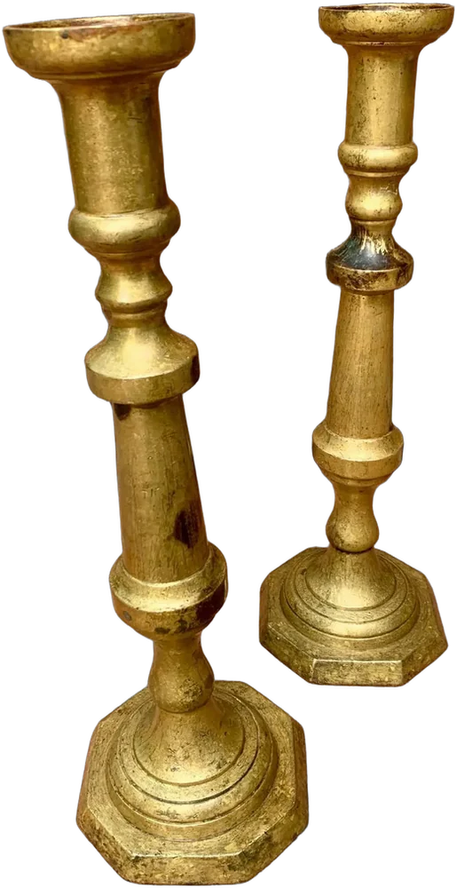 Dos Antiguos Porta Velas Dorados Metálicos Dorado