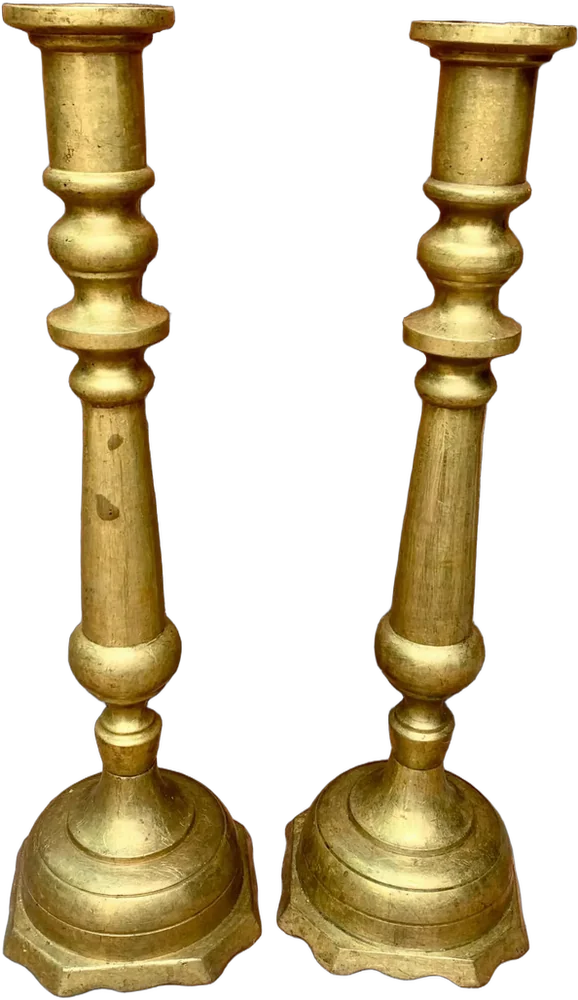 Antiguo Candelabros Medianos Dorado