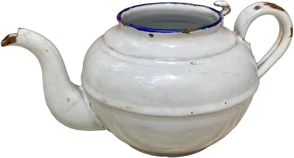 Antigua Tetera Metal Porcelanizado Blanco