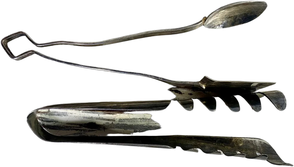 Vintage Pinzas De Cocina Pasta Plateado — imagen 1