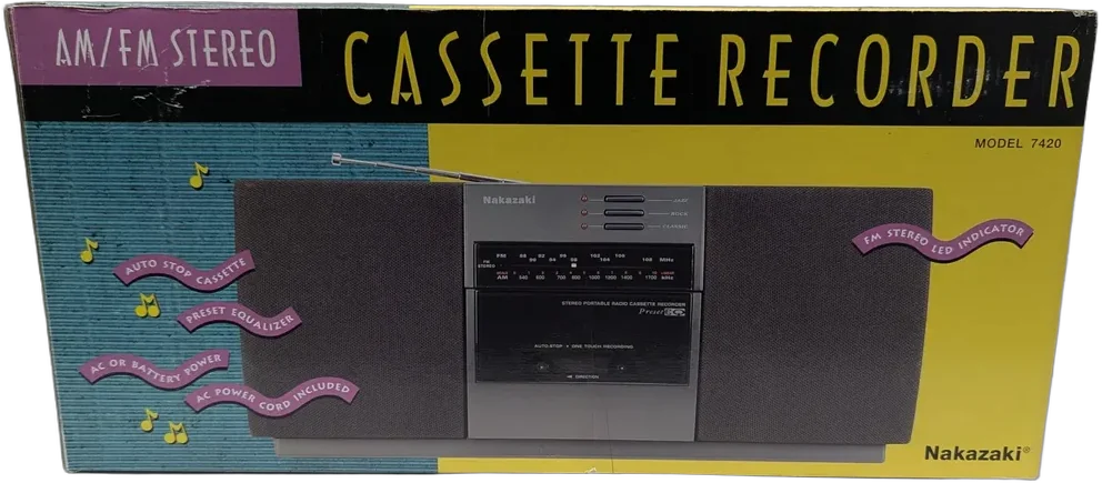 Vintage Grabadora De Cassette Y Radio Am Fm Nakazaki Cn Caja