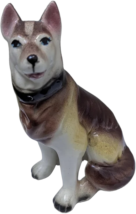 Antigua Figura De Perro Pastor Aleman Ceramica Esmaltada
