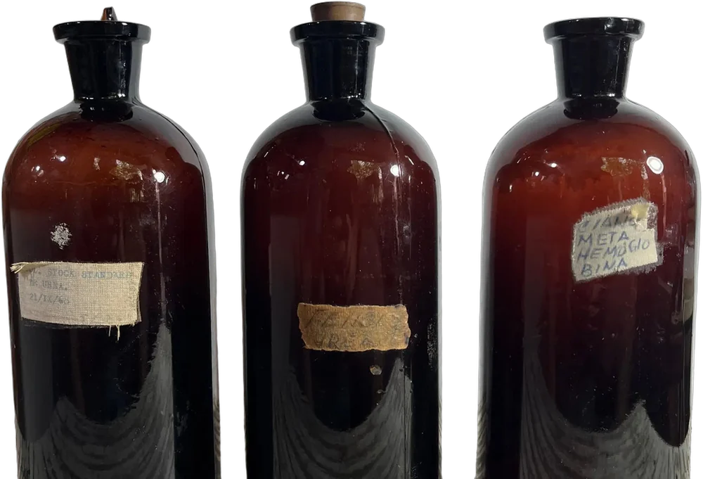 Tres Frascos Ambar Antiguos G174