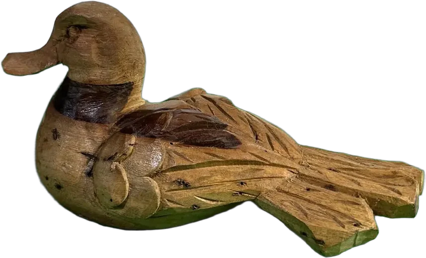Antiguo Pato De Madera Rústico Tallado Madera