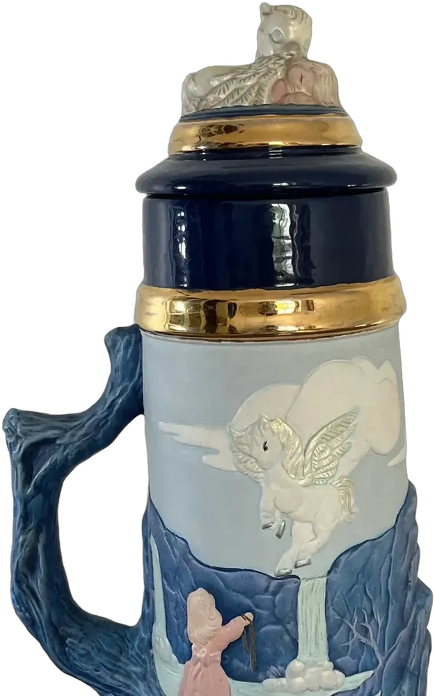 Vintage Jarra Cerveza Pintada A Mano