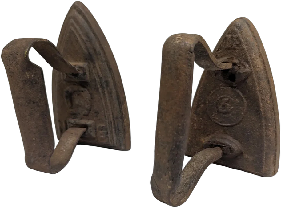 Antiguo Par De Planchas De Hierro Fundido Carbón Colección