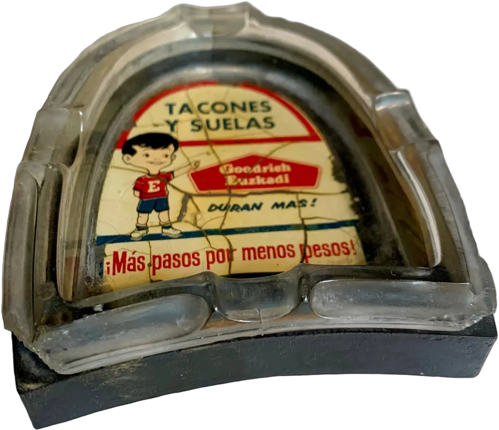 Cenicero Suela Zapato Goodrich Euzkaki Vintage Colecc Negro Tacones Y Suelas