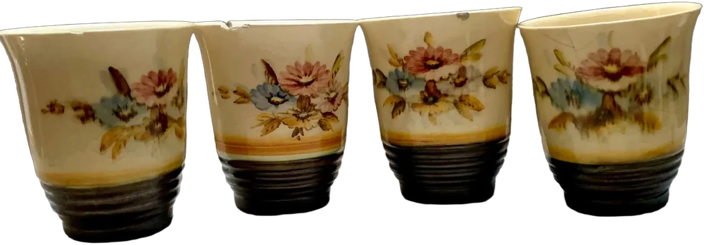Antiguos Vasos Ceramista Antonio Peyro España Crema