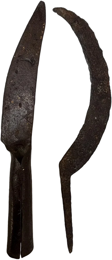 Antiguos Cuchillo Y Hoz Hechos A Mano Gris Oscuro
