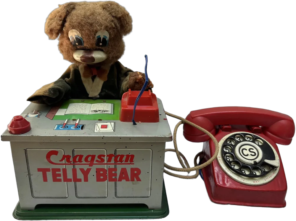 Vintage Juguete Mecánico Japón Cragstan Telly Bear