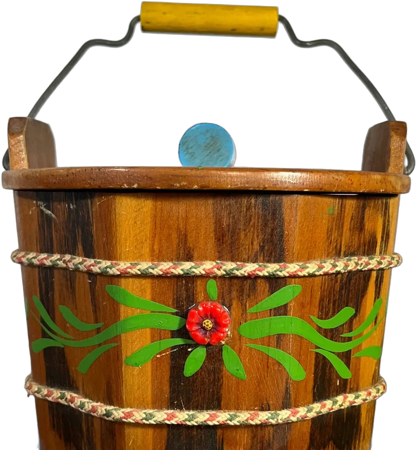 Vintage Barril Cubetita Madera Pintada Arte Popular — imagen 1