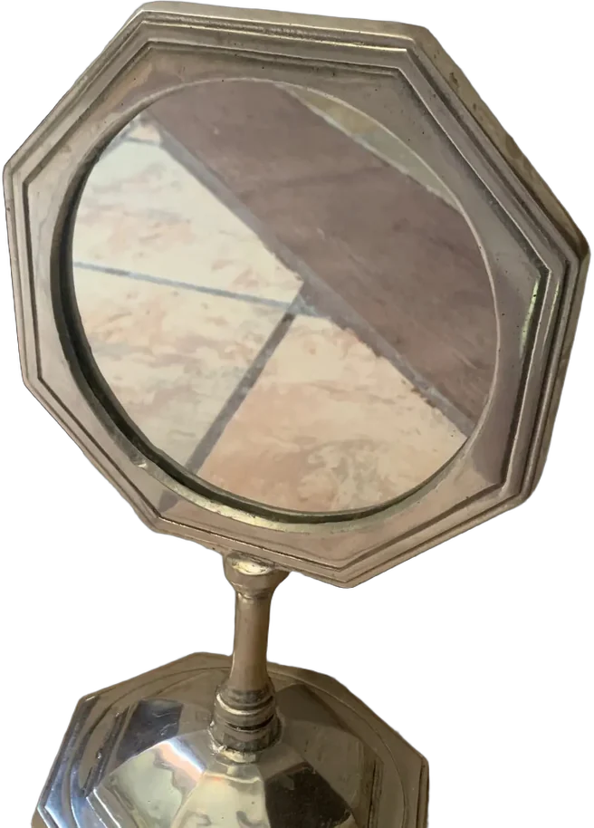 Vintage Espejo De Tocador Pewter Plateado