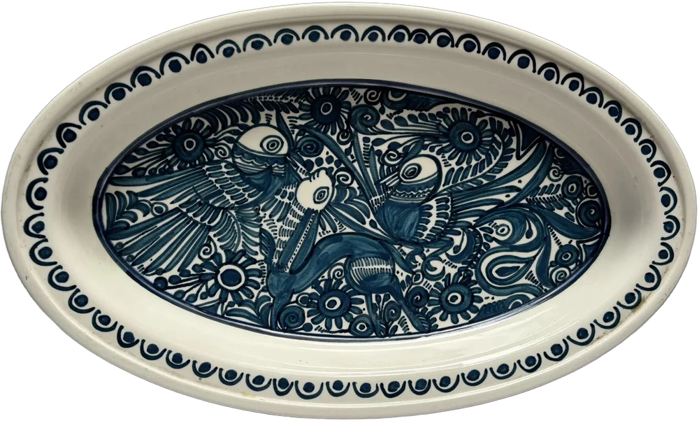Vintage Bandeja Cerámica Felix Tissot Taxco Azul Claro