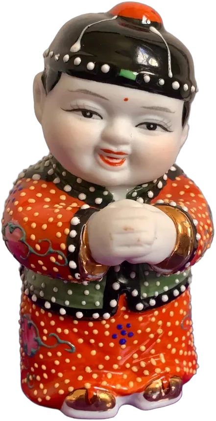 Porcelana Niño Chino Feliz Antigüedad — imagen 1