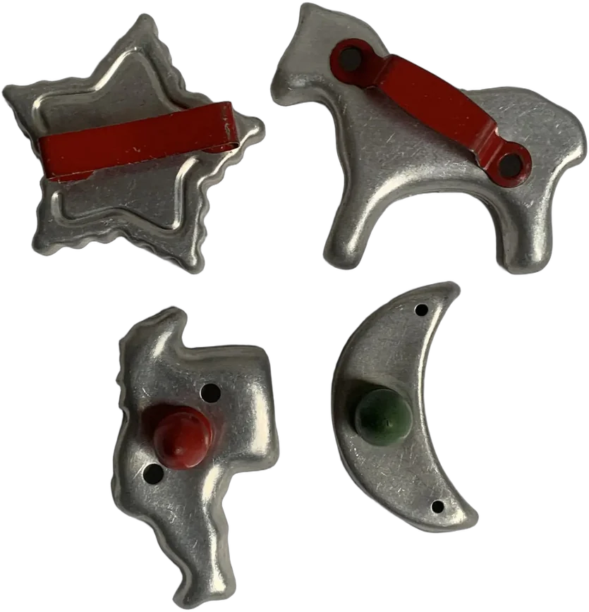 Vintage Moldes De Galletas Figuras Plateado