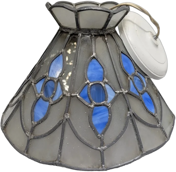 Lámpara Techo Vitral Tipo Tiffany Mosaico Cristal Vintage ( Blanco / Azul (mosaico De Vidrio)