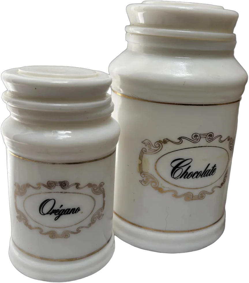 Dos Antiguos Especieros Vidrio De Teche 12 Y 17cm Blanco