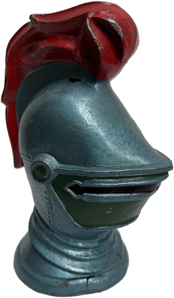 Antigua Alcancia Forma Casco Guerrero Medieval Casco Guerrero Medieval Azul Acero