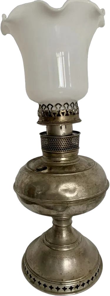 Antiguo Quinqué Bronce 2 Piezas