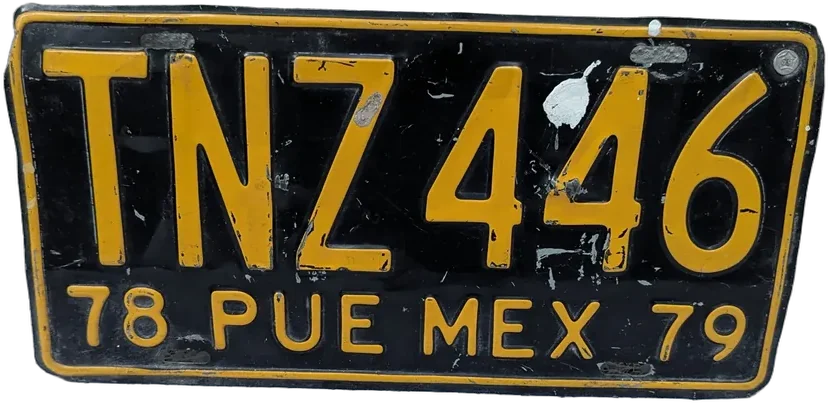 Placa Antigua De Puebla Mexico 1978 1979 De Coleccion