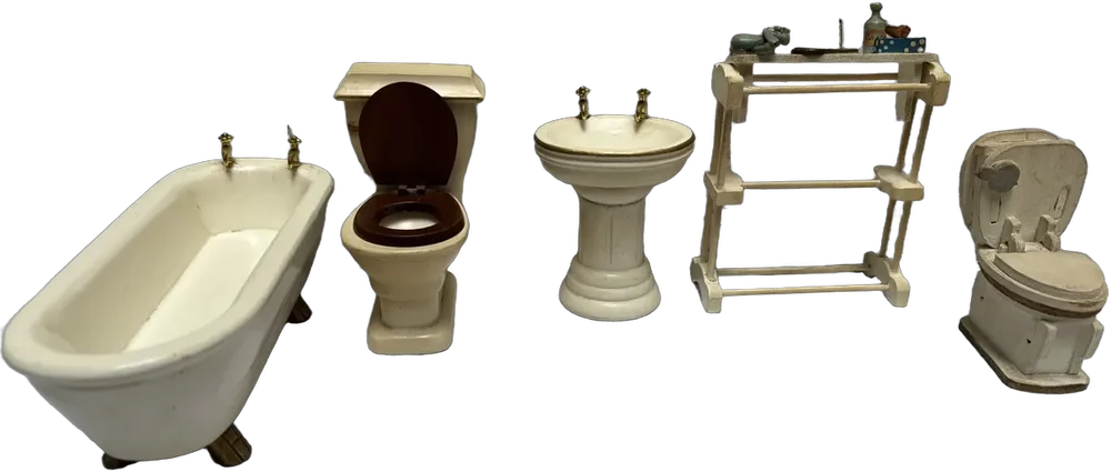 Vintage Muebles De Baño En Miniatura Para Casa De Muñecas