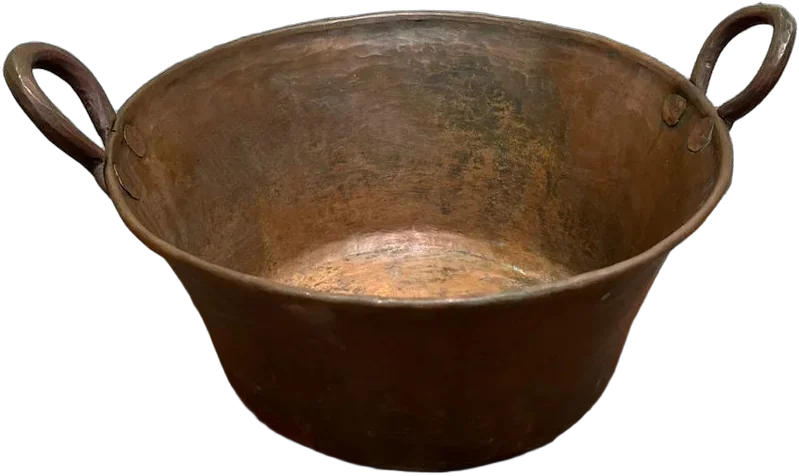 Antiguo Cazo De Cobre Remachado