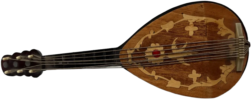 Vintage Cajita Musical En Forma De Mandolina Italia Marrón Claro Mandolina