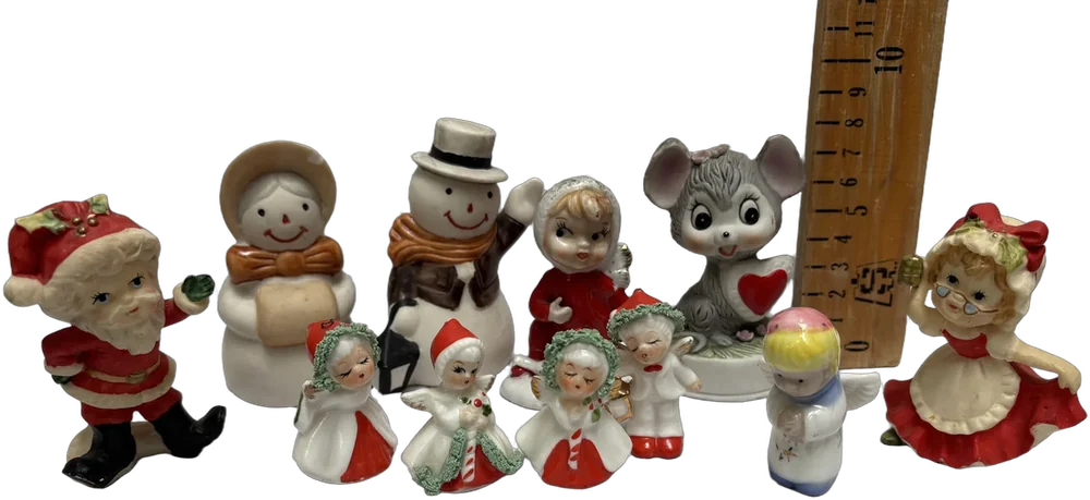 Lote De Figuritas Adornos Navideños Cerámica Vintage