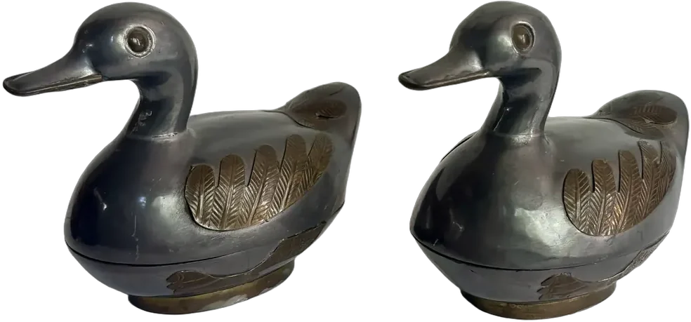 Figuritas De Pato Pewter Laton Decoración Vintage Patos Gris Oscuro