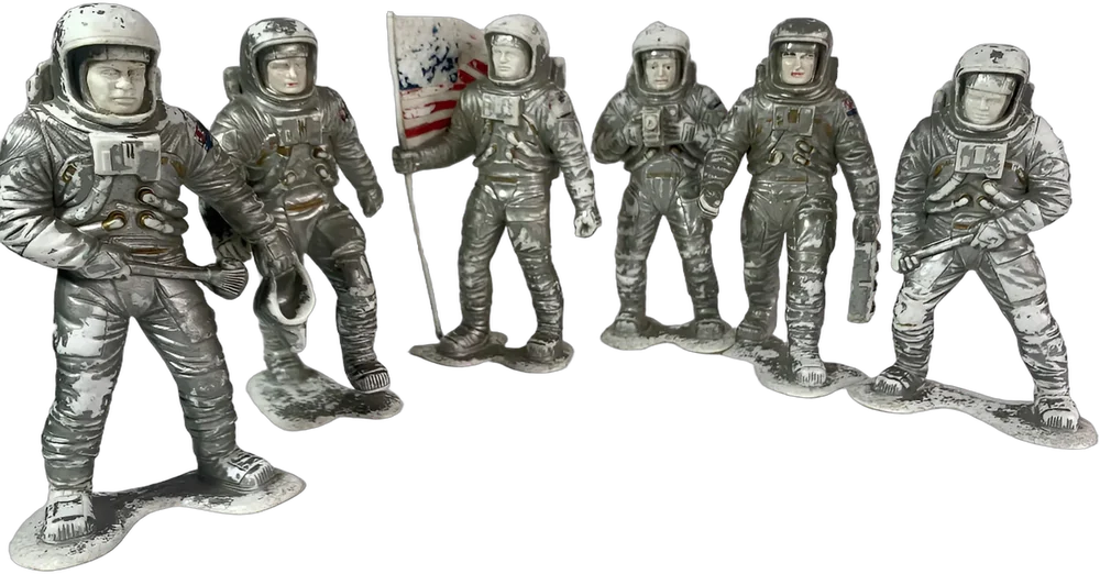 Figuras Astronautas Usa Louis Marx Gris Oscuro