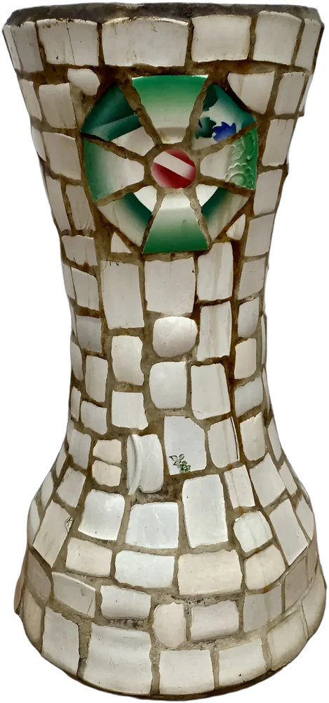 Vintage Base Para Maceta En Mosaico Blanco Mosaico — imagen 1