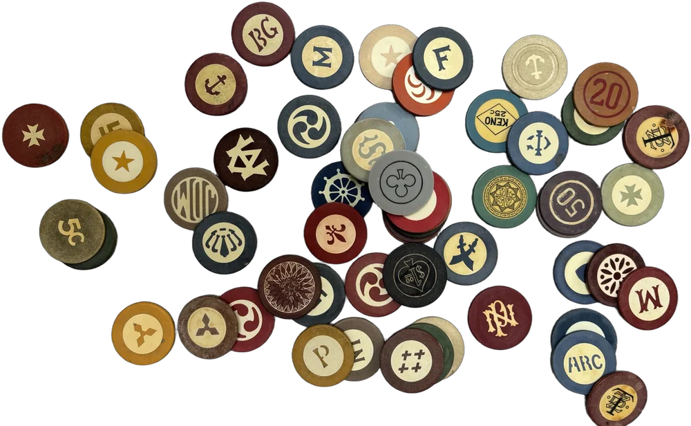 Lote De Fichas Poker Antiguas De Casino Usa 1930s Multicolor