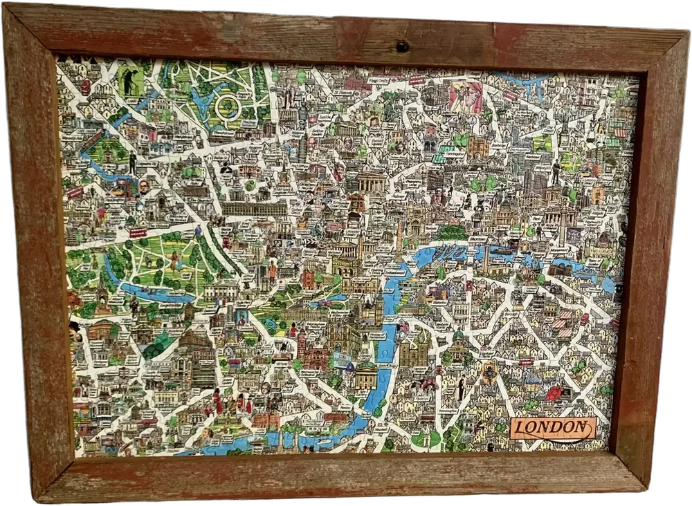 Vintage Mapa Londres 80s Rompecabezas Enmarcado