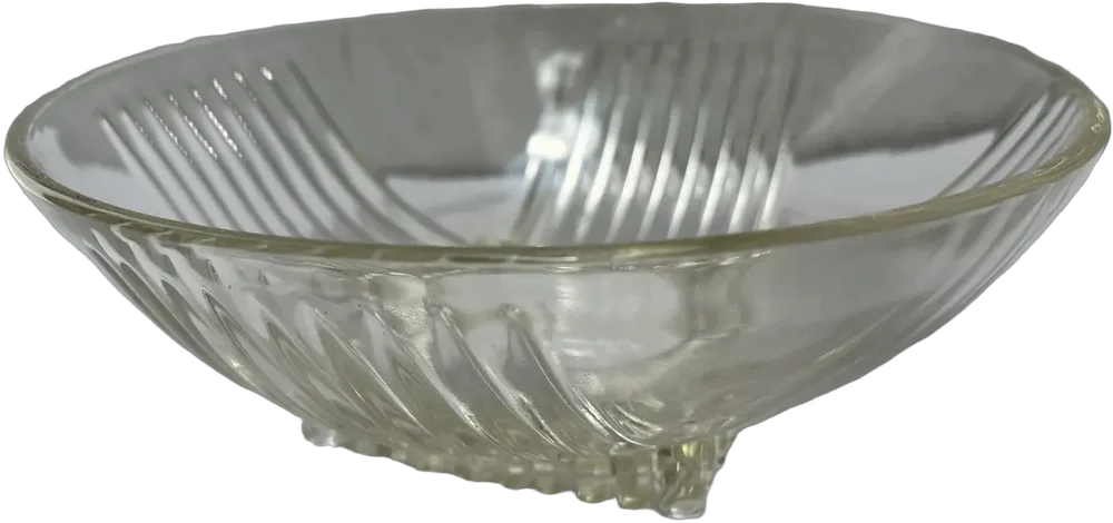Antiguo Frutero O Ensaladera Vidrio Americano Art Deco Transparente