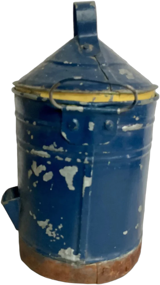 Vintage Tamalera/vaporera Pequeña Lámina Galvanizada Azul