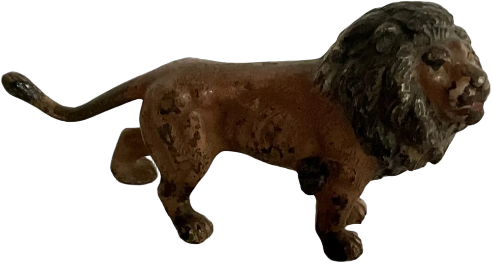 Antigua Figurita León Plomo — imagen 1
