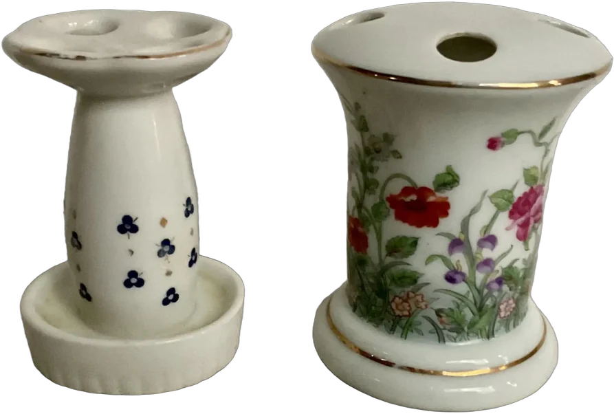 Vintage Porta Cepillos De Dientes Porcelana Blanco