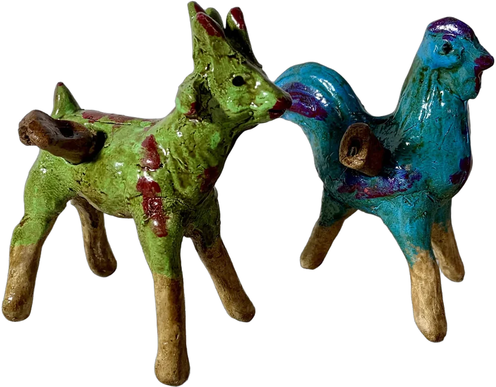 Antiguos Silbatos De Barro Figuras De Animales — imagen 1