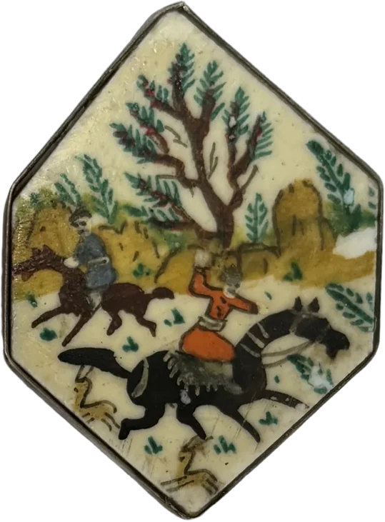 Antiguo Adorno Miniatura Persa O Indo-persa Pintada A Mano
