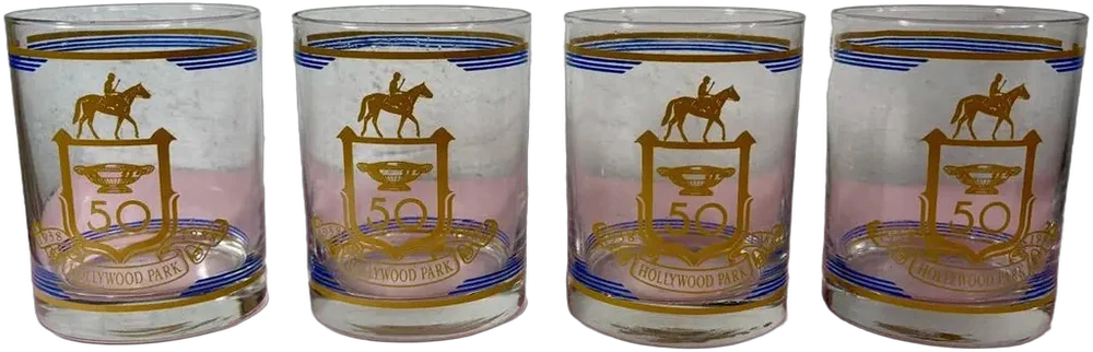 Juego De Vasos Hollywood Park 50 Aniversario 1988 Dorado