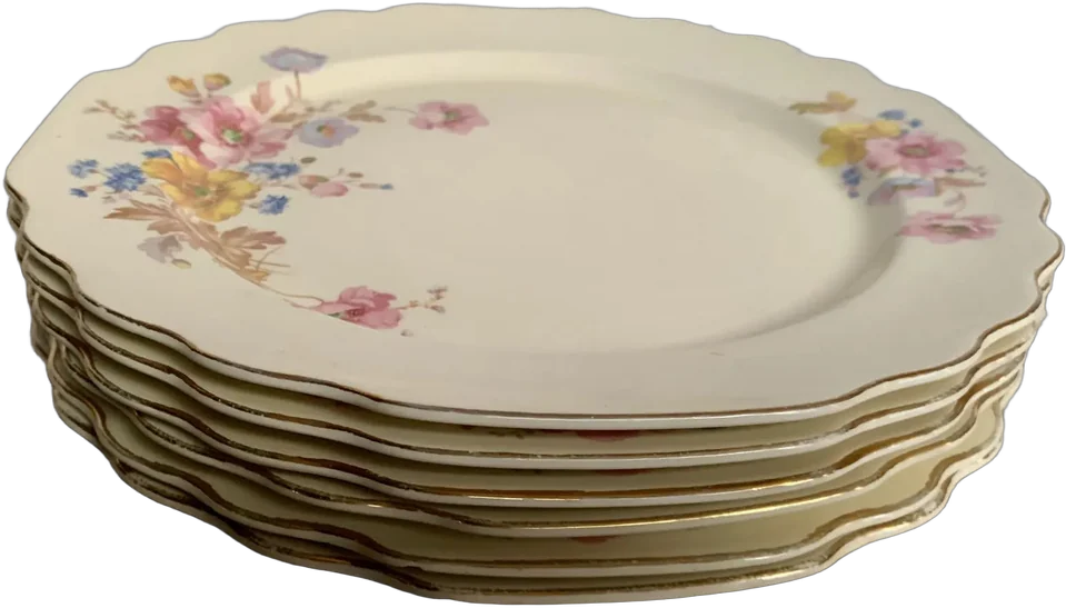 Antiguos Platos Porcelana Lido W.s. George Usa Multicolor Flores
