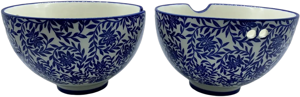 Vintage Tazones (2) Para Comida Porcelana Fuji Azul