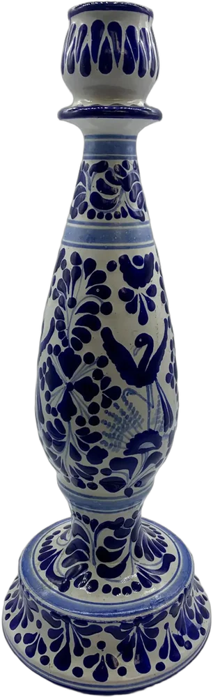 Vintage Candelabro Talavera Azul Y Blanco