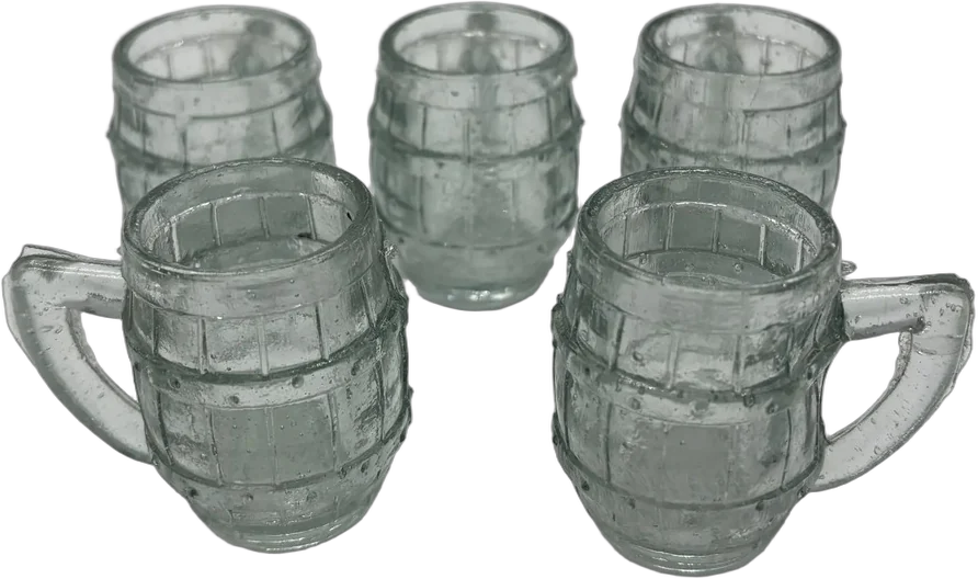 Cinco Antiguos Mini Tarros Cerveceros