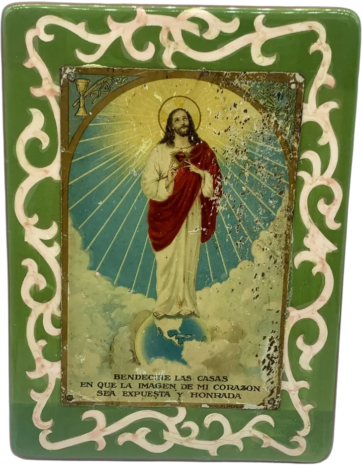 Antigua Placa De Puerta Sagrado Corazon Jesús