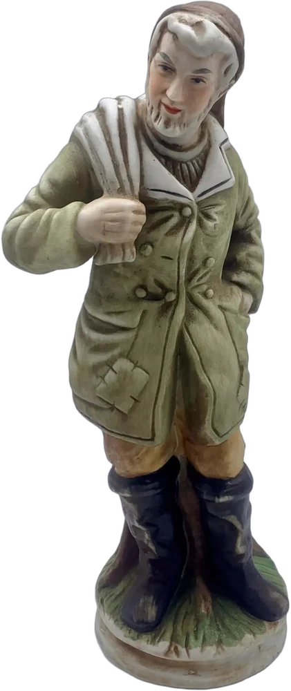 Vintage Figura De Pescador Porcelana