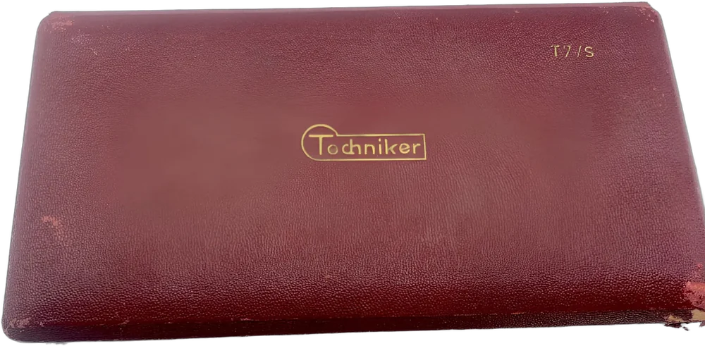 Antiguo Juego De Compás Techniker Bordó